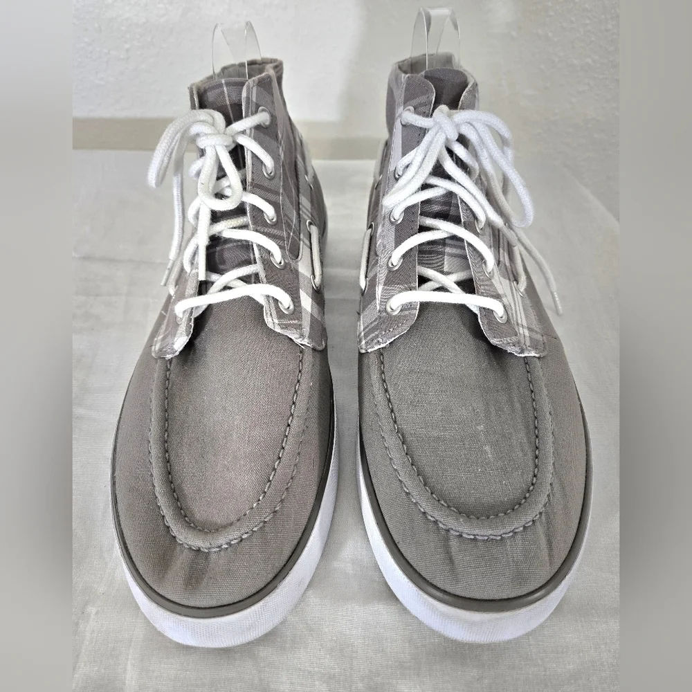 Polo Ralph Lauren Men's Lander Chukka Gray/Gray Plaid Canvas Boots Shoes, 10 D